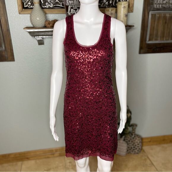 Max Studio Red Sequin Sleeveless Dress Size Small - Picture 16 of 17